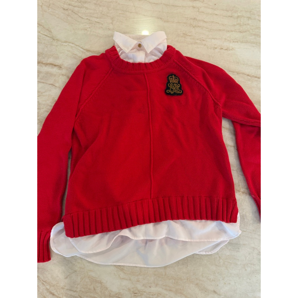 Women's Lauren Ralph Lauren Red & White Crew Neck Sweater L